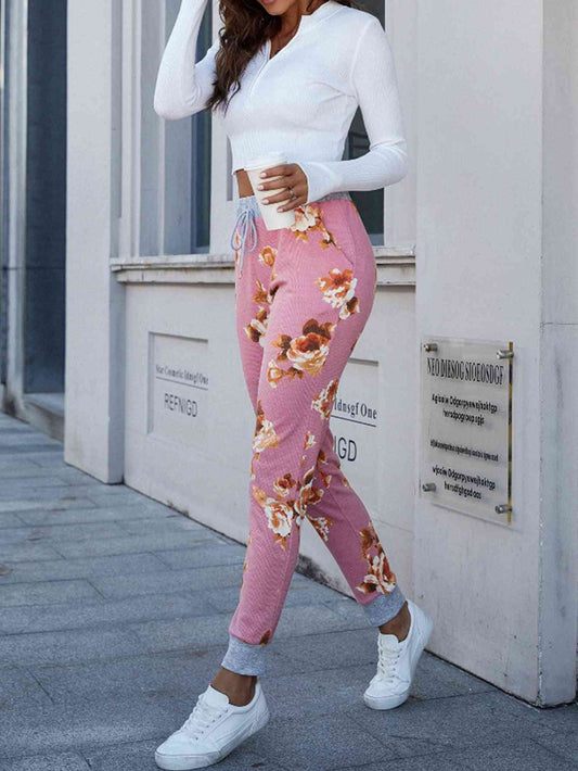 Floral Print Slim Fit Long Pants