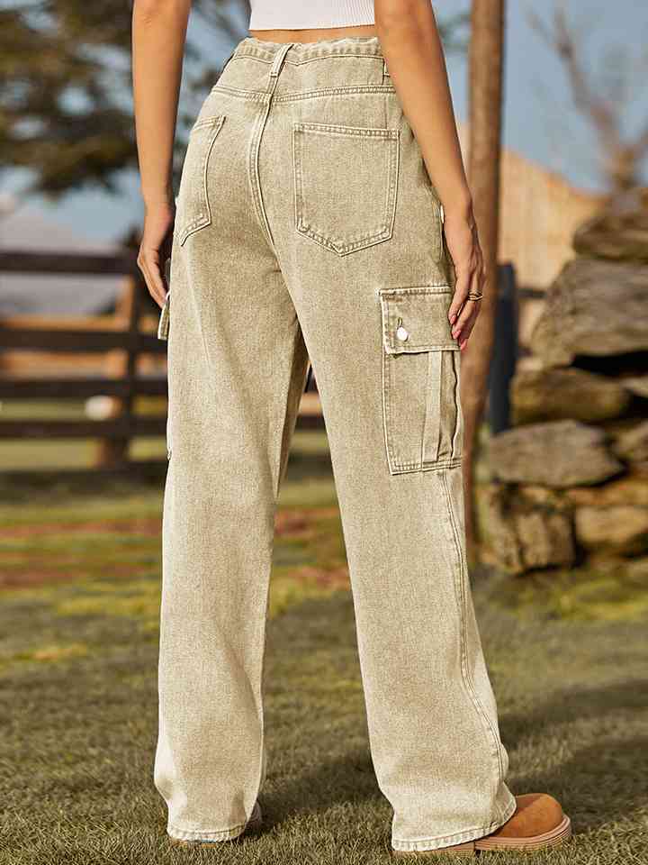 Straight Leg Cargo Jeans