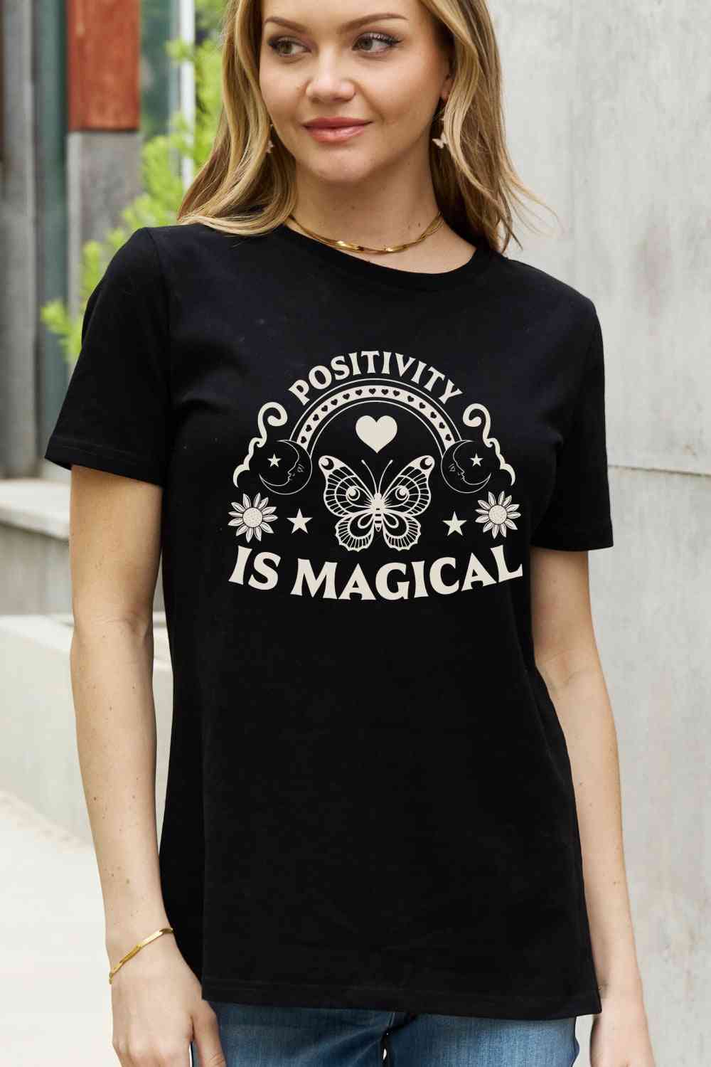 Simply Love Simply Love Full Size POSITIVITY IS MAGICAL Graphic Cotton Tee