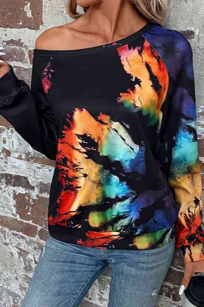 Tie-Dye Boat Neck Sweatshirt