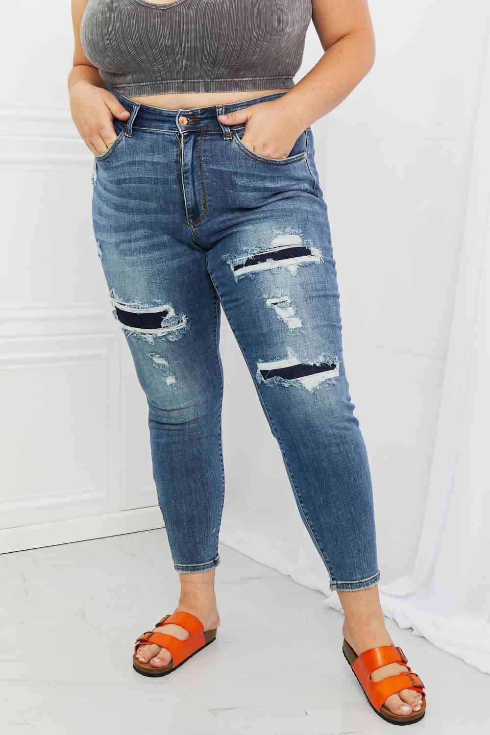 Dahlia Distressed Patch Jeans