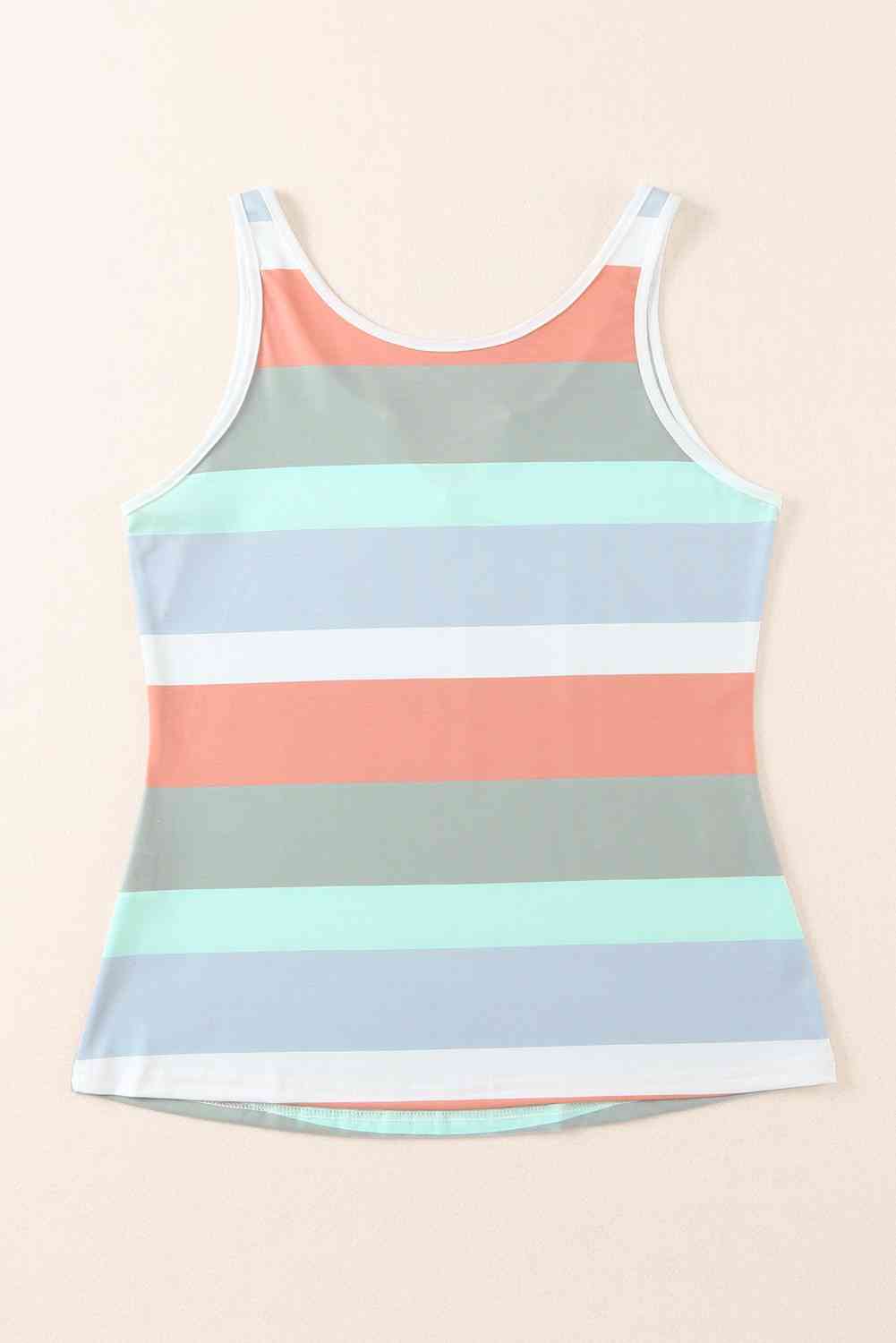 Striped Notched Neck Tank