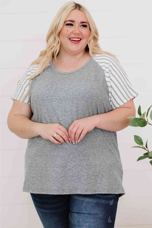 Plus Size Striped Raglan Sleeve T-Shirt