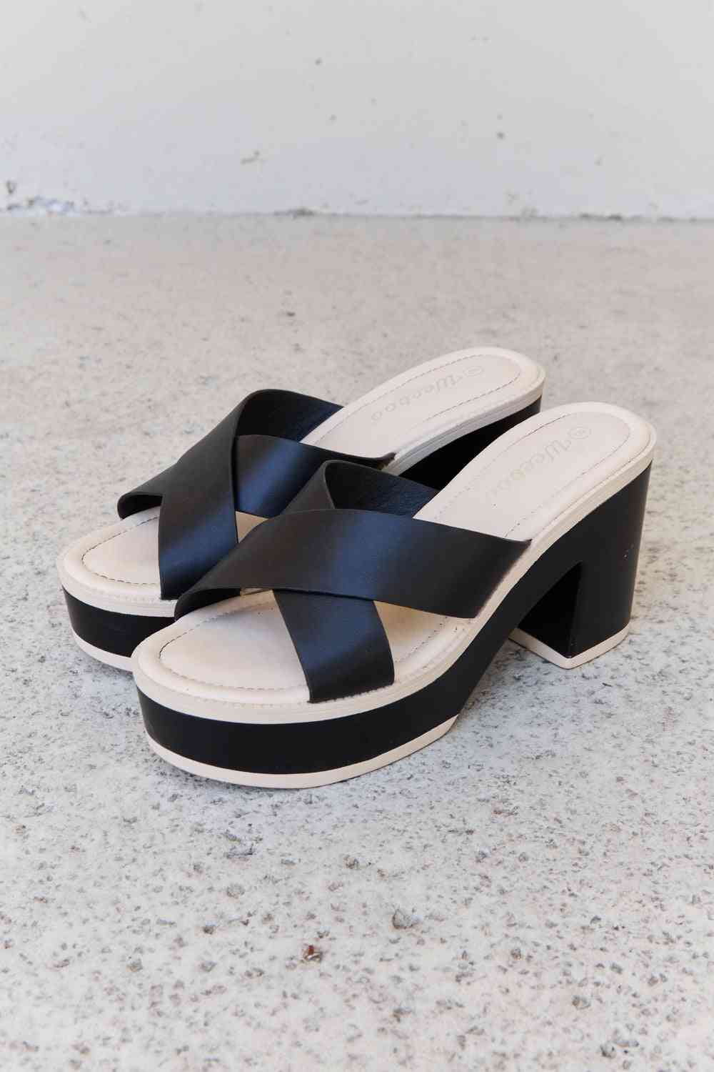 Cherish The Moments Contrast Platform Sandals in Black